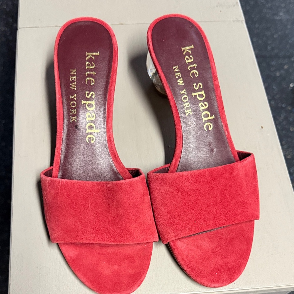 kate spade Vibrant Red Suede Mules